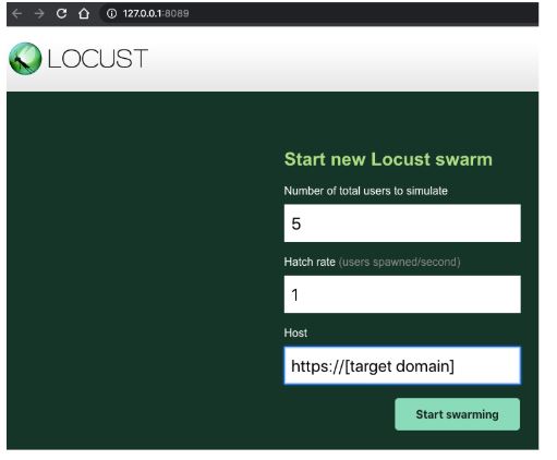 The UI design of locust tesing